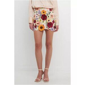 Endless Rose  | Floral Appliqué Embroidered Mini Skirt | NWT